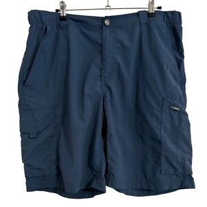 Columbia Omni-Shade Mens Cargo Shorts Blue 38W 10L Nylon Hiking Fishing Shorts